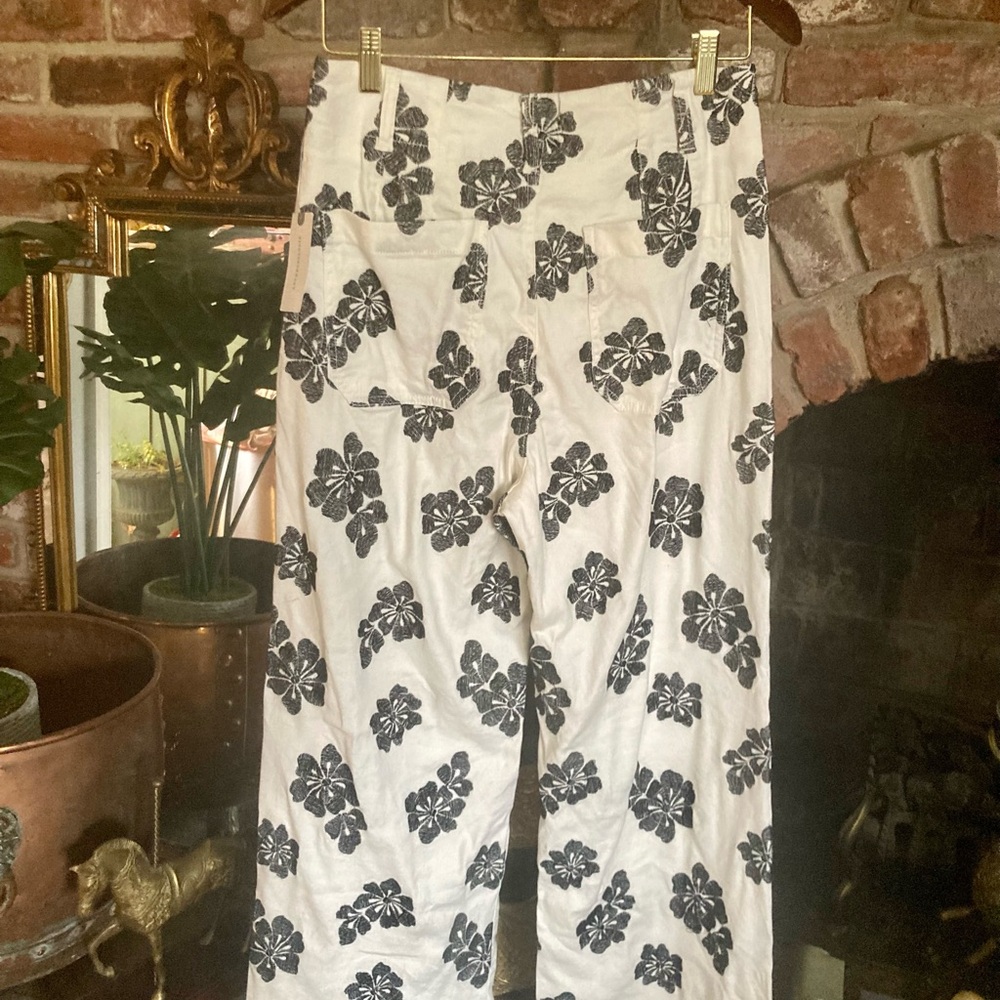 🆕 Anthropologie | Mauve The Colette Cropped Embroidered Floral Wide Leg Pants - Picture 9 of 16